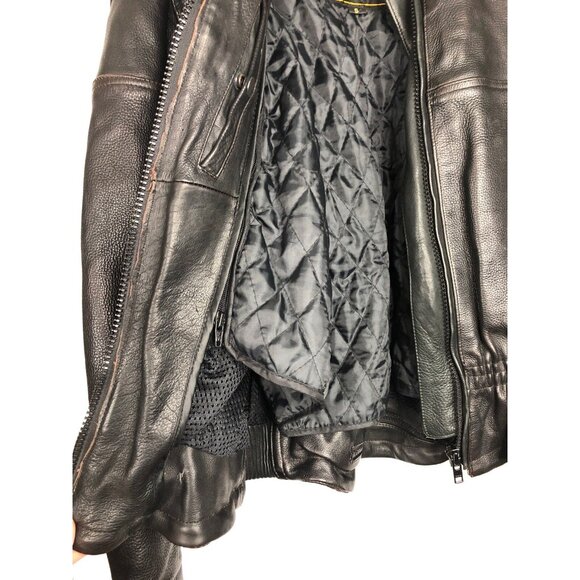 UNIK Ultra Heavy LEATHER Motorcycle Zip Buckle Lined Jacket Womens Size S Black - Picture 5 of 12